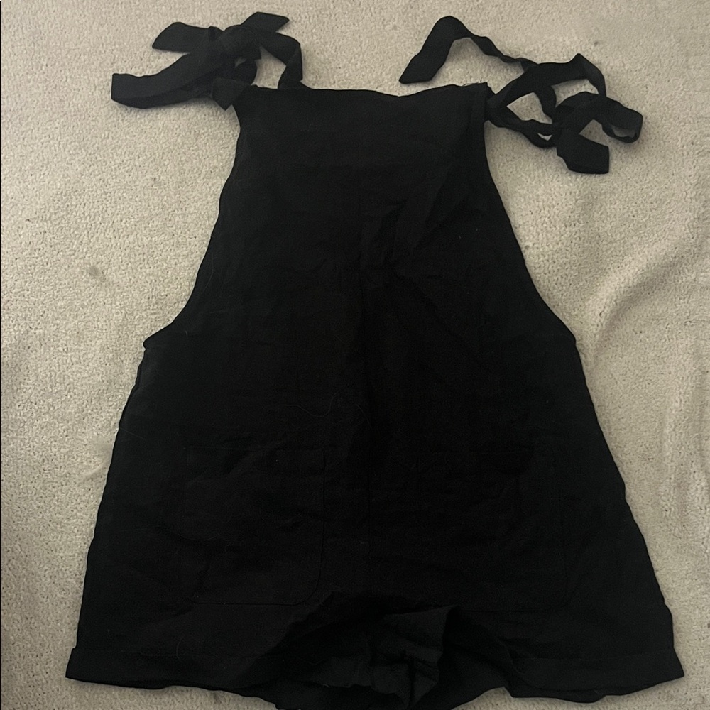 Black Tie-Shoulder Romper